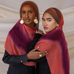 Ombre Rouge hijab by VELA, featuring bold colors and soft fabric for a stylish finish