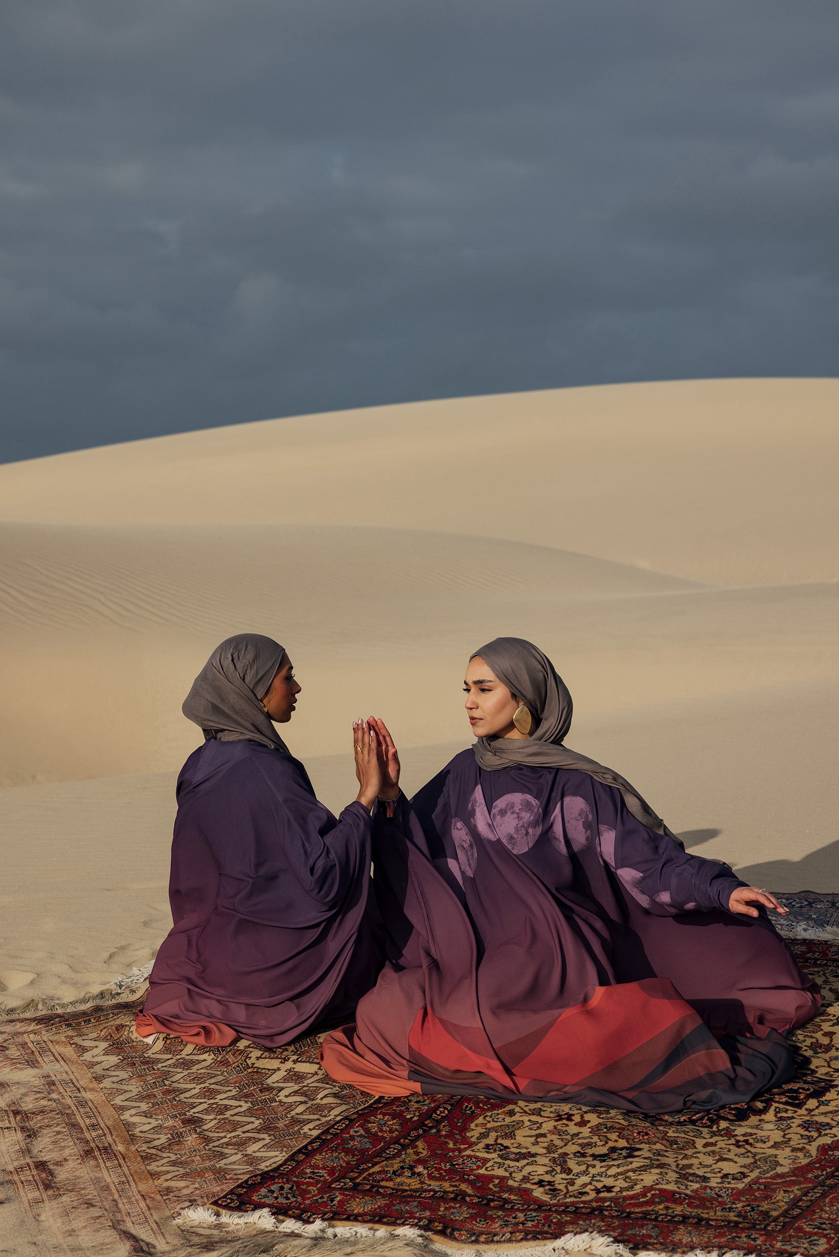 Layering kaftan abaya with celestial touches, made for Ramadan nights and beyond