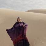 Celestial-themed abaya with lunar motifs, made to pair with an underdress for full coverage