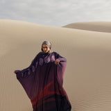 Celestial-themed abaya with lunar motifs, made to pair with an underdress for full coverage