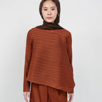 Modest pleated top with fluid lines and relaxed fit for everyday elegance