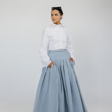 Blue Classic pleated skirt with a floaty feel and heavier weight for everyday elegance