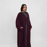 Tweed-textured abaya offering effortless layering with a touch of everyday luxury