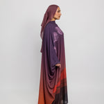 Sheer outer layer abaya with delicate moon phase artwork and graceful movement