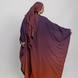 Modest sheer kaftan abaya adorned with symbolic moon phases and light draping