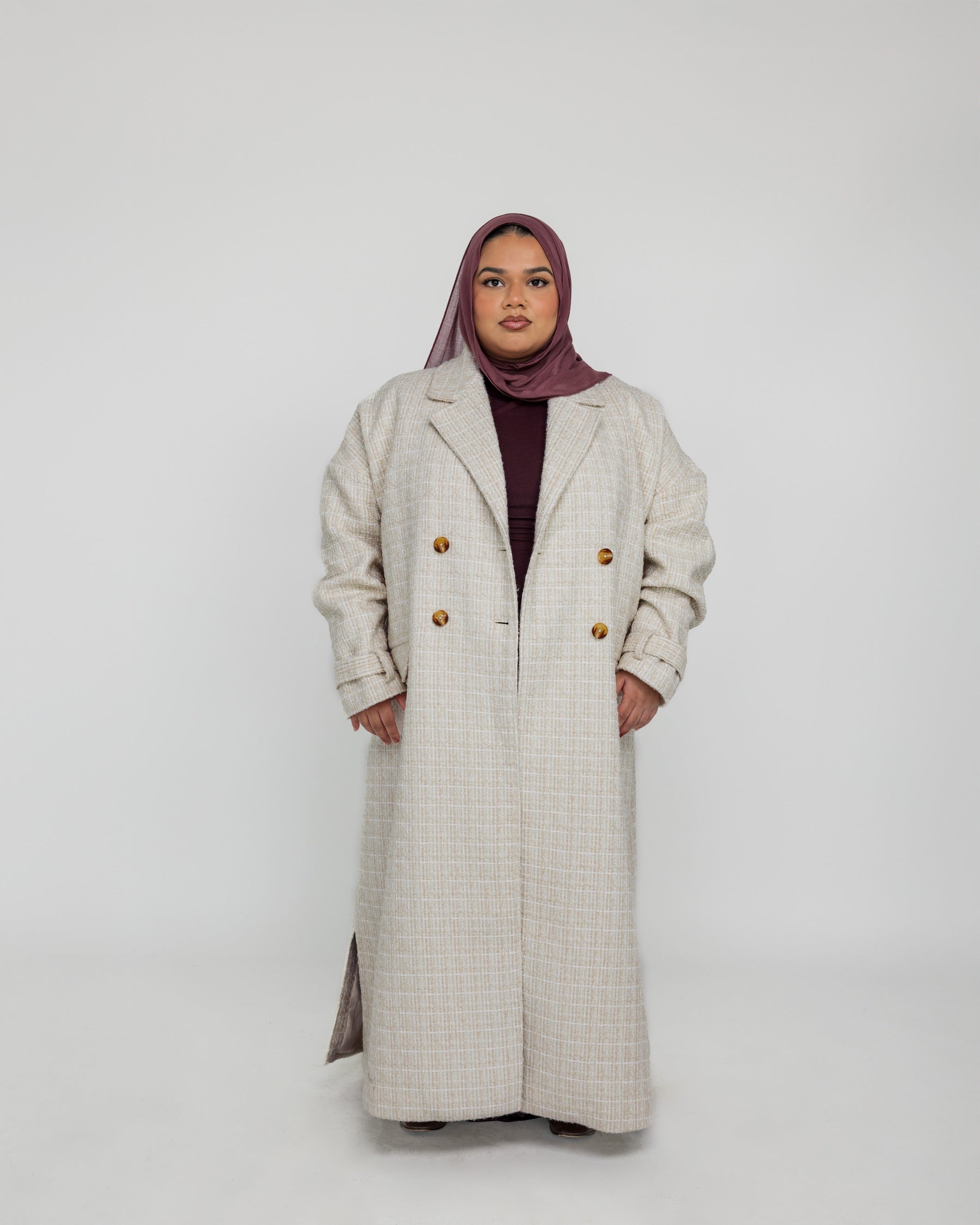 Modest coat-style abaya blending structured design with everyday ease