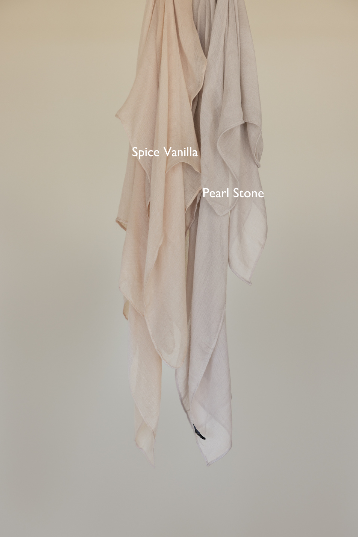 easy-to-style woven hijab with a breathable feel and soft neutral color