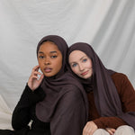 VELA Deep Oak hijab in rich modal fabric, designed for a flattering look on all skin tones