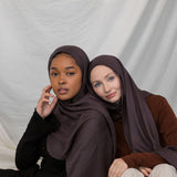 VELA Deep Oak hijab in rich modal fabric, designed for a flattering look on all skin tones