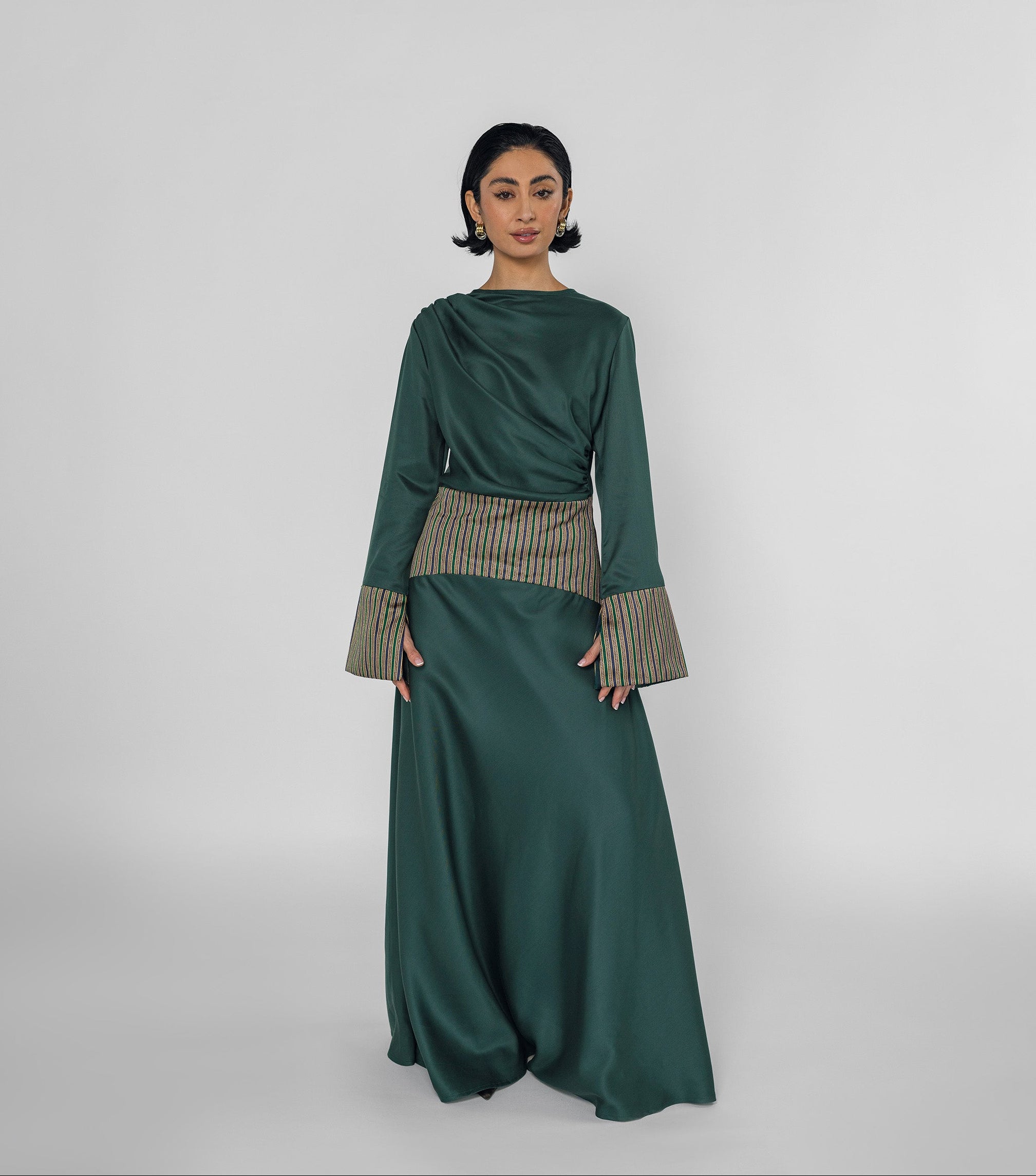 Saya Draped Top Moss | Contoured Ruching & Saya Silk Detail Vela Saya Draped Top Moss | Contoured Ruching & Saya Silk Detail Vela