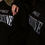 Free Palestine Black Rhinestone Hoodie