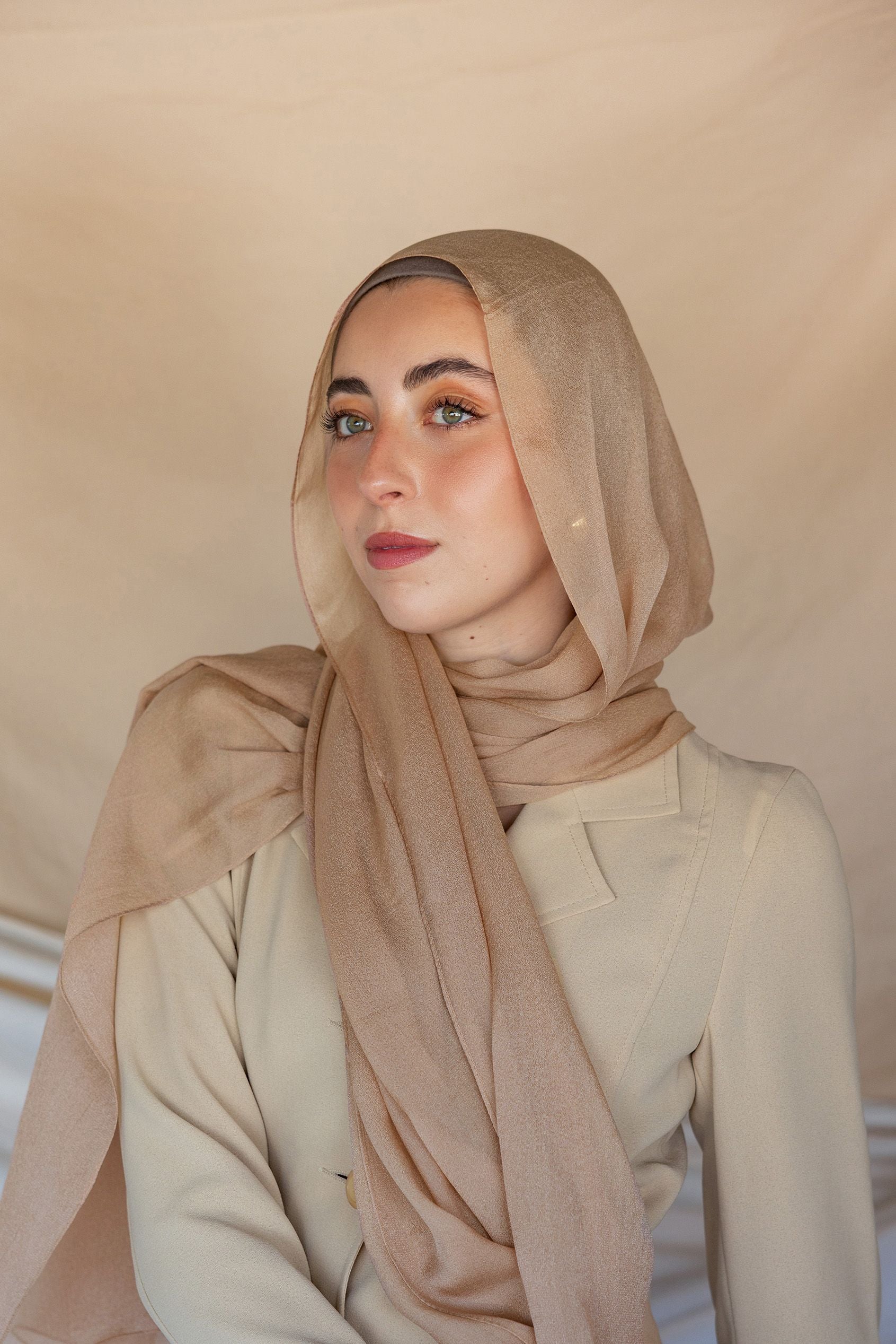 Caf Cream Silk Chiffon Hijab Pure Chiffon Scarf Hijab Vela caf-cream-silk-chiffon-hijab-pure-chiffon-scarf-hijab-vela