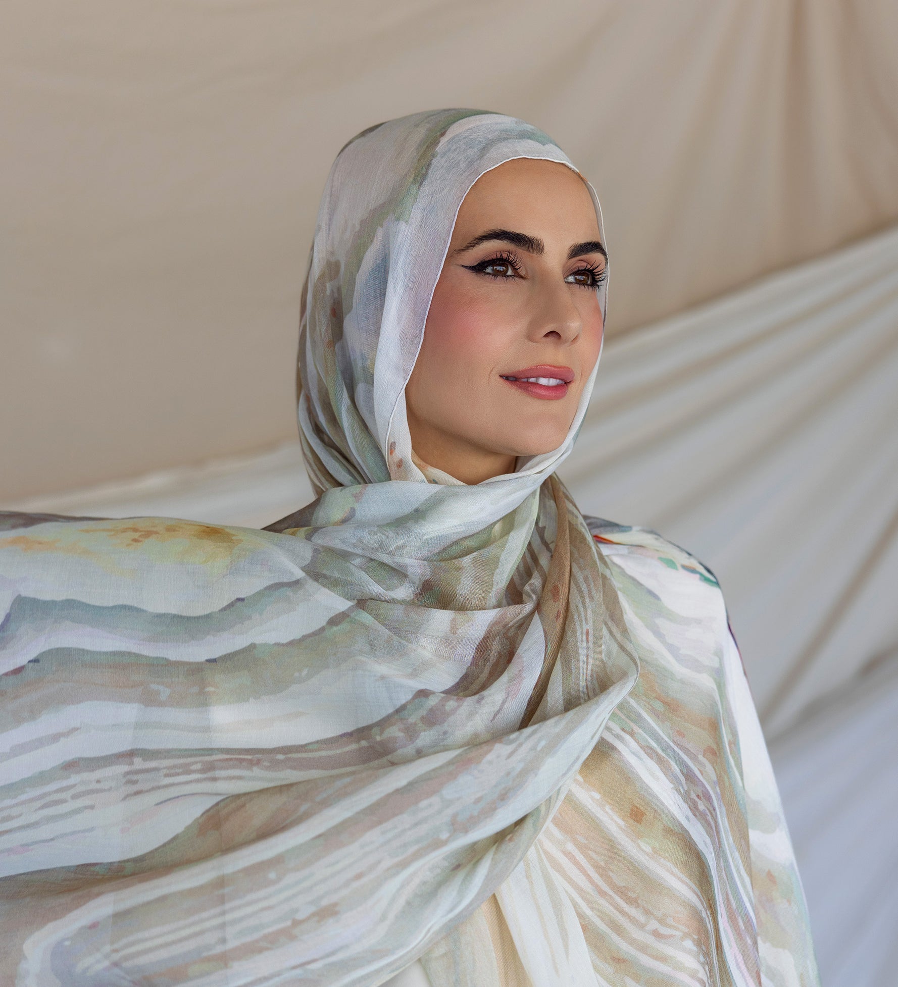 Organic-patterned modal hijab offering soft drape and timeless everyday elegance.