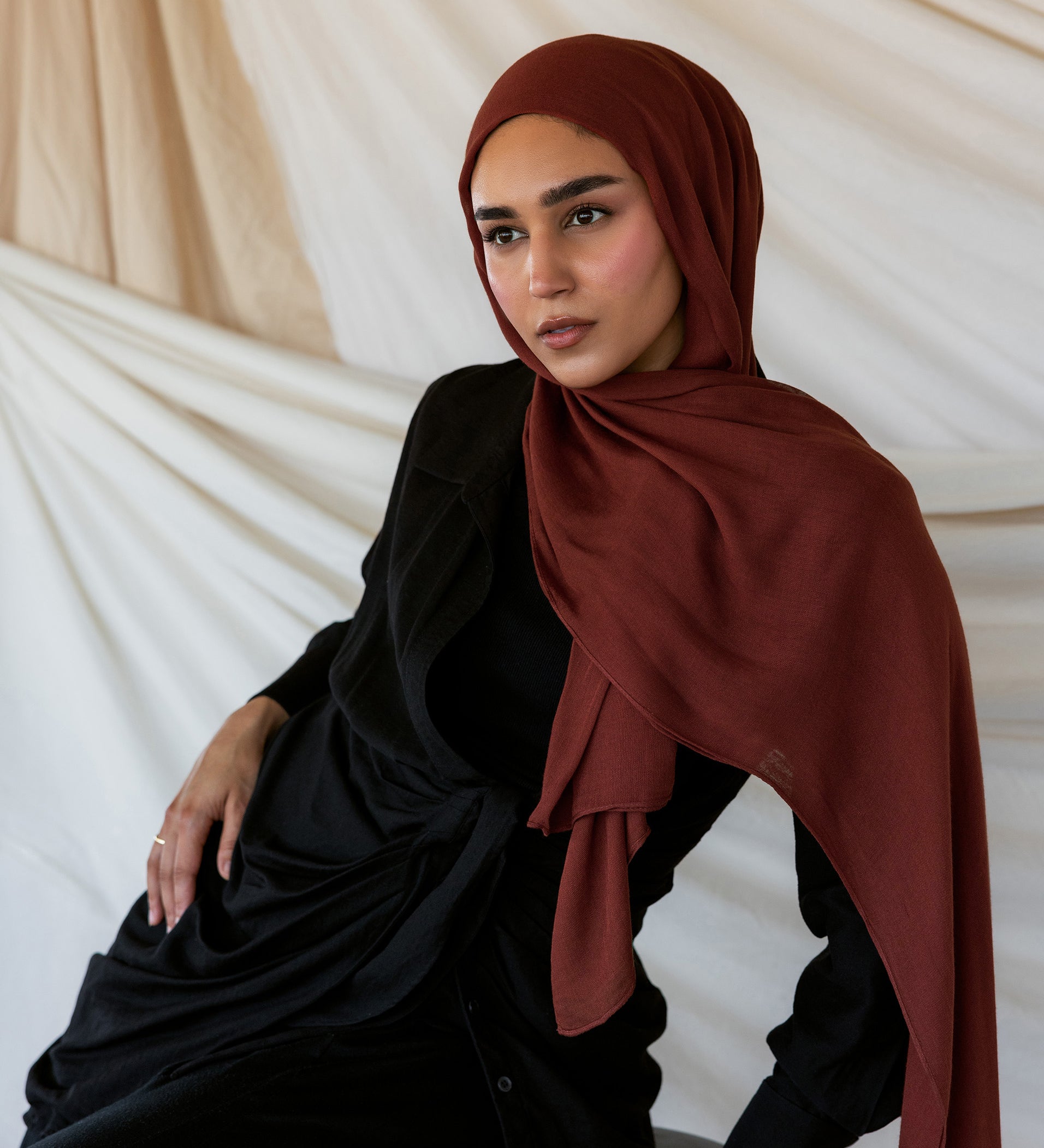 Cozy-colored bamboo hijab by VELA, soft to the touch and easy to wear all day