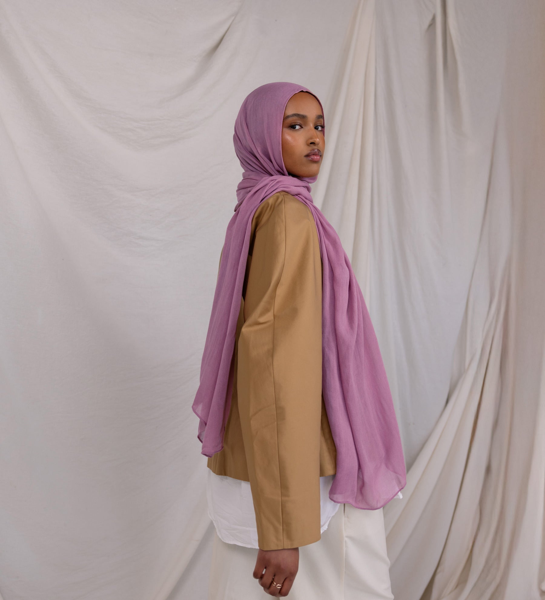 VELA Mermaid Pink hijab crafted in soft modal, inspired by ethereal elegance and oceanic beauty