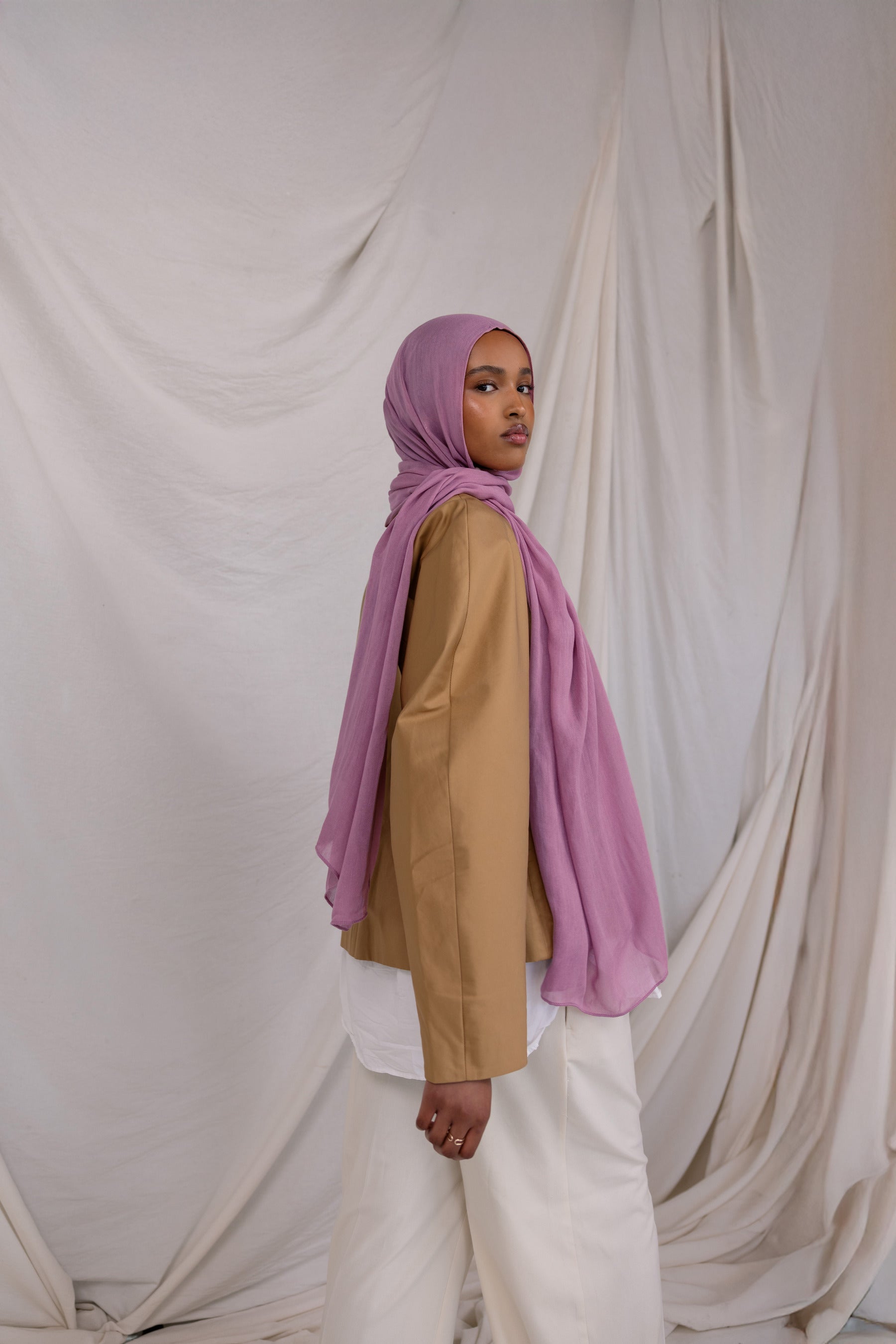 VELA Mermaid Pink hijab crafted in soft modal, inspired by ethereal elegance and oceanic beauty