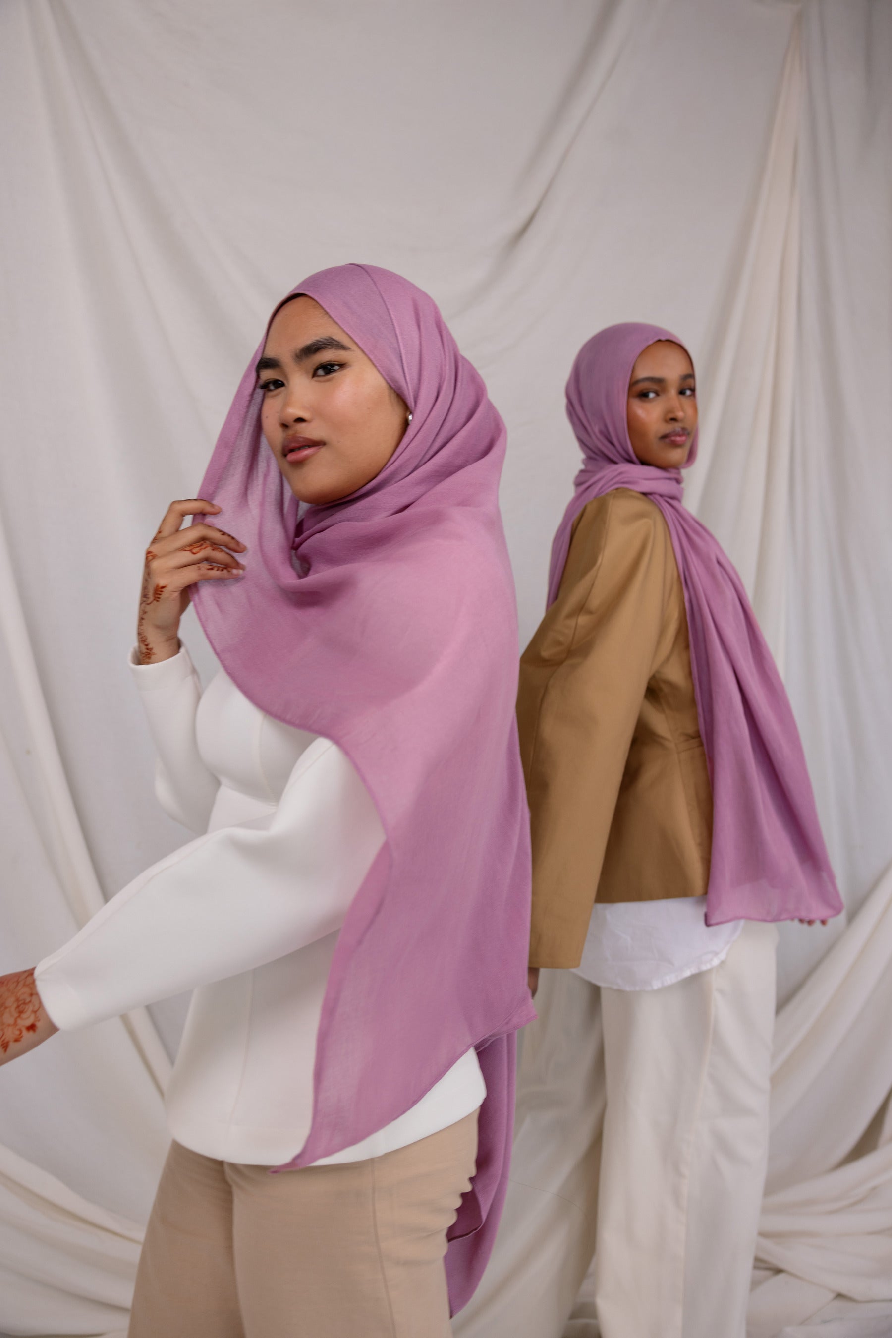 VELA modal hijabs offering a dreamy, elegant finish with soft texture and a unique batch-crafted feel