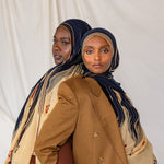 Floral patterned hijab that nods to handwoven traditions from Southern Syria.