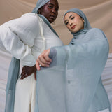 Blue Opal Crinkle Chiffon