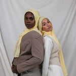 Soft modal hijabs in Yuzu Pie, infused with a playful pop of zesty color and cheerful energy