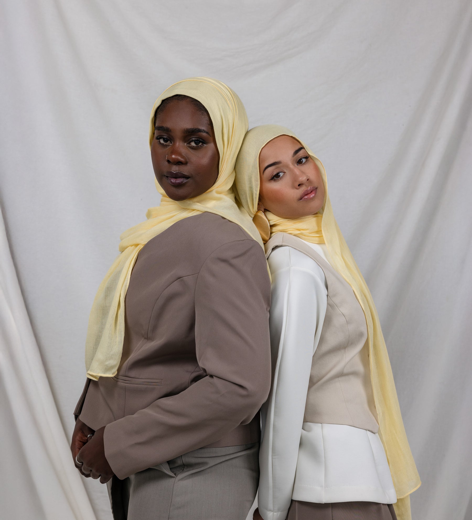 Soft modal hijabs in Yuzu Pie, infused with a playful pop of zesty color and cheerful energy