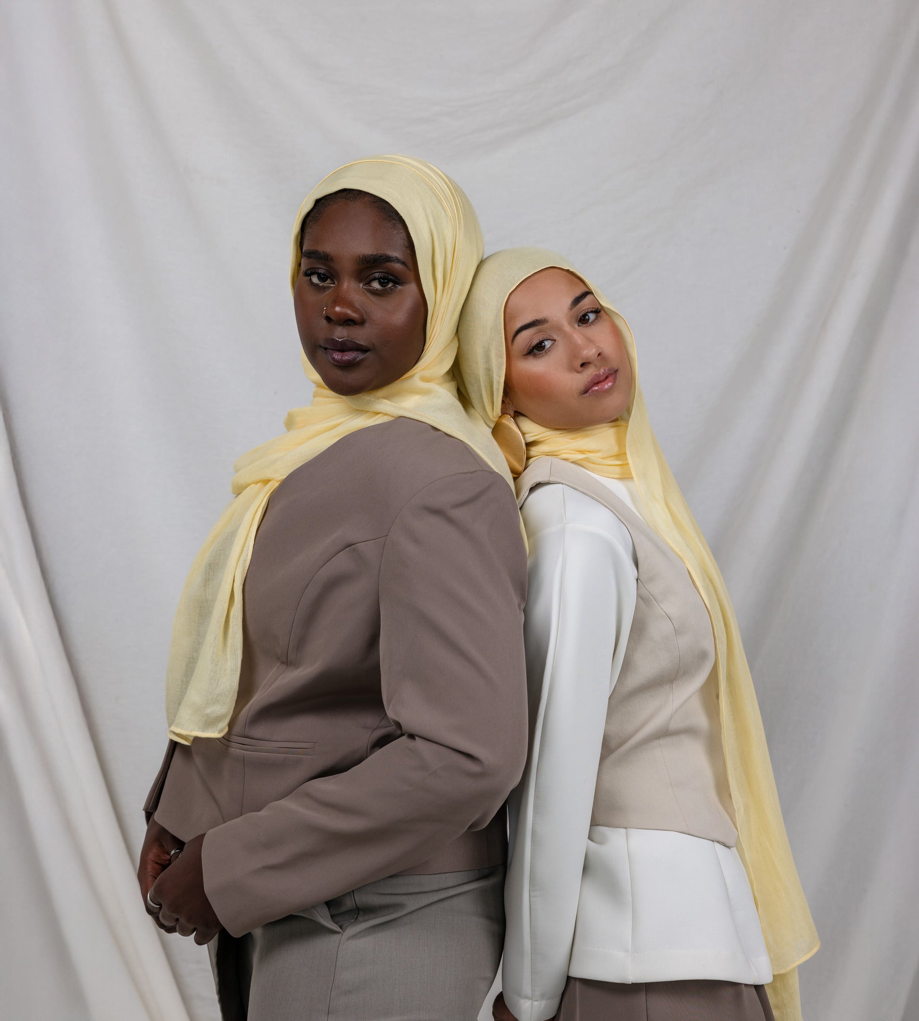Soft modal hijabs in Yuzu Pie, infused with a playful pop of zesty color and cheerful energy
