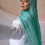 VELA Fairuz Blue hijab in lightweight woven fabric, designed for a soft, breathable feel