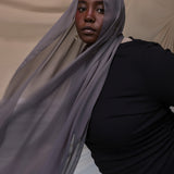 Charcoal Gray Crinkle Chiffon
