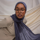Model wearing soft modal hijab with a dreamy, lightweight drape and calming tone