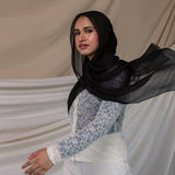 Jet Black Crinkle Chiffon