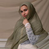 Olive Glow Crinkle Chiffon