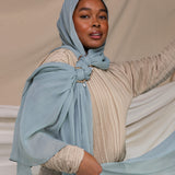 Blue Opal Crinkle Chiffon