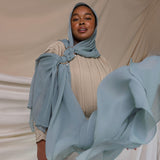 Blue Opal Crinkle Chiffon