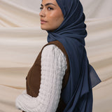 Navy Chiffon
