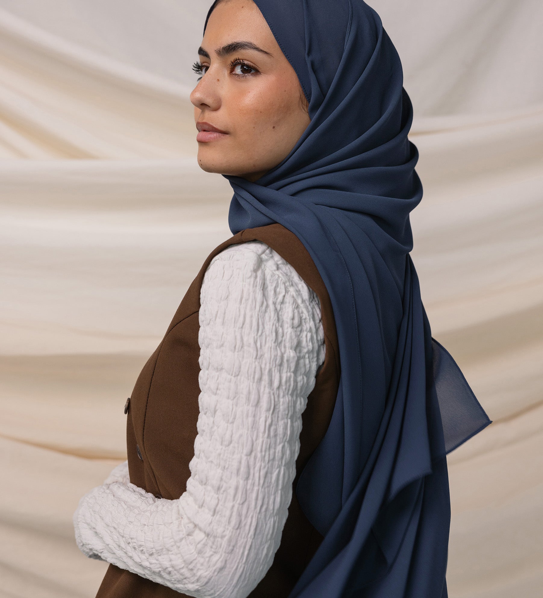 Navy Chiffon