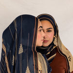 Hijab featuring a story-rich print based on classic Syrian craft traditions.