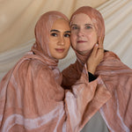 Sediment print hijab designed with warm undertones and a signature abstract pattern