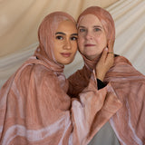 Sediment print hijab designed with warm undertones and a signature abstract pattern