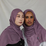 VELA hijabs in Taro Tea, a soft lilac-beige tone inspired by comfort, quiet rituals, and spring afternoons