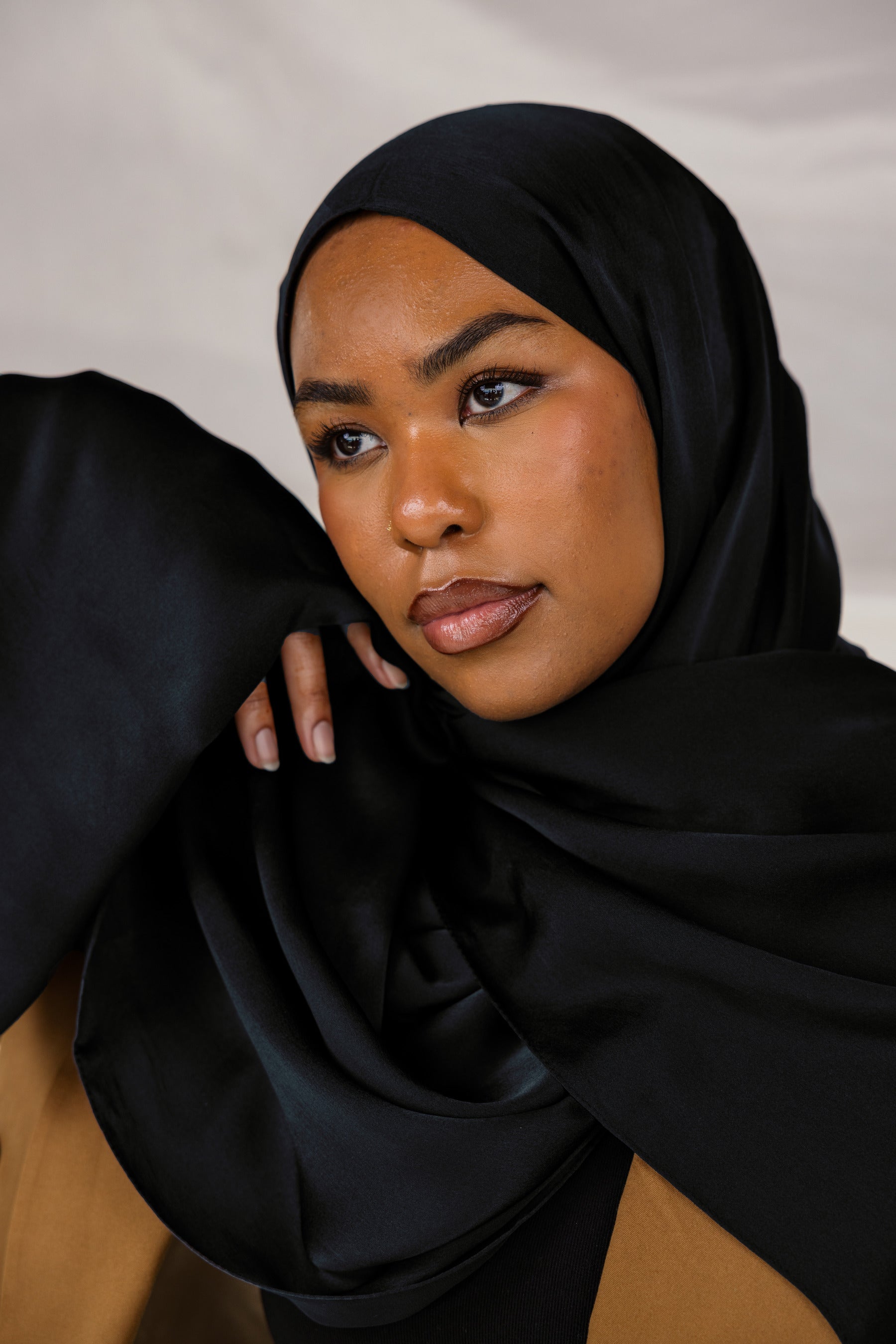 Midnight Black Hijab Women's Black Silk Satin Hijab – Vela