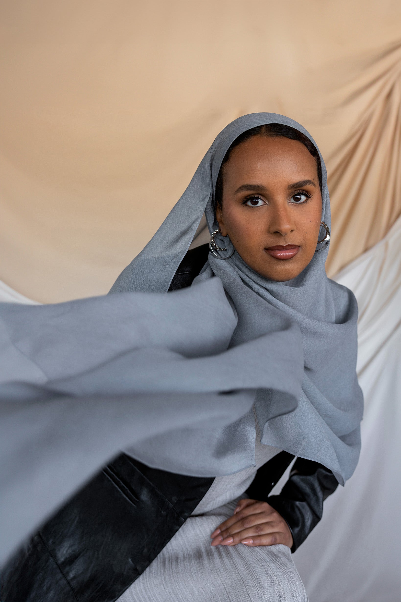 Shadow Grey Silk Chiffon, Square Shadow Grey Silk Chiffon, Square