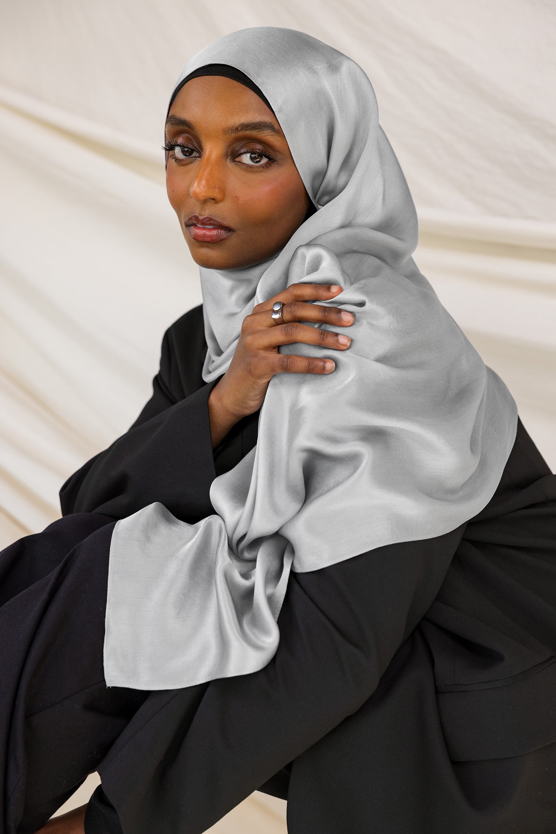 Sparkling Silver Metallic Scarf Elegant Sparkly Silver Silk