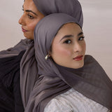 Charcoal Gray Crinkle Chiffon