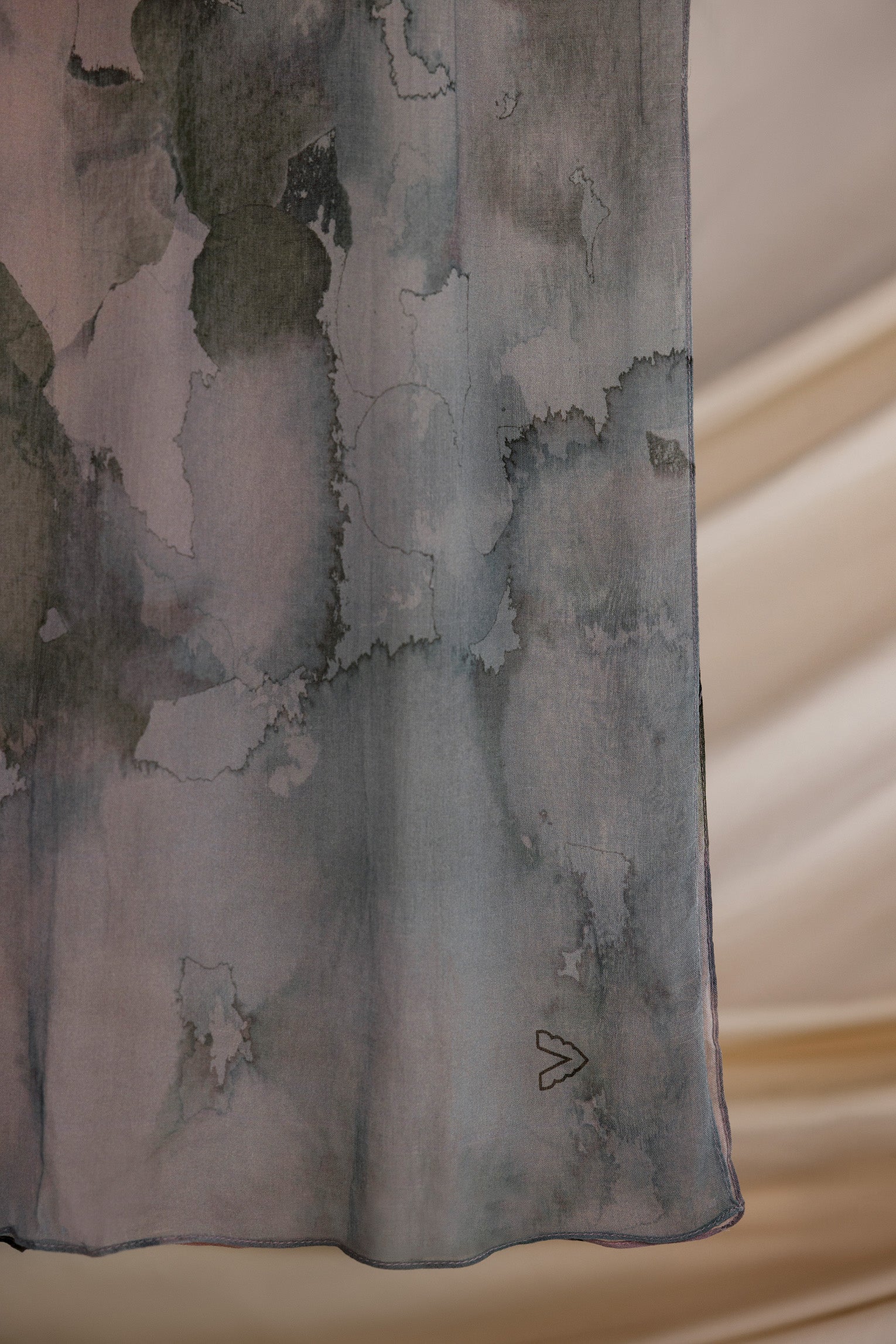 Hand-dyed Watercolor Stone hijab in soft modal, perfect for peaceful, everyday style.