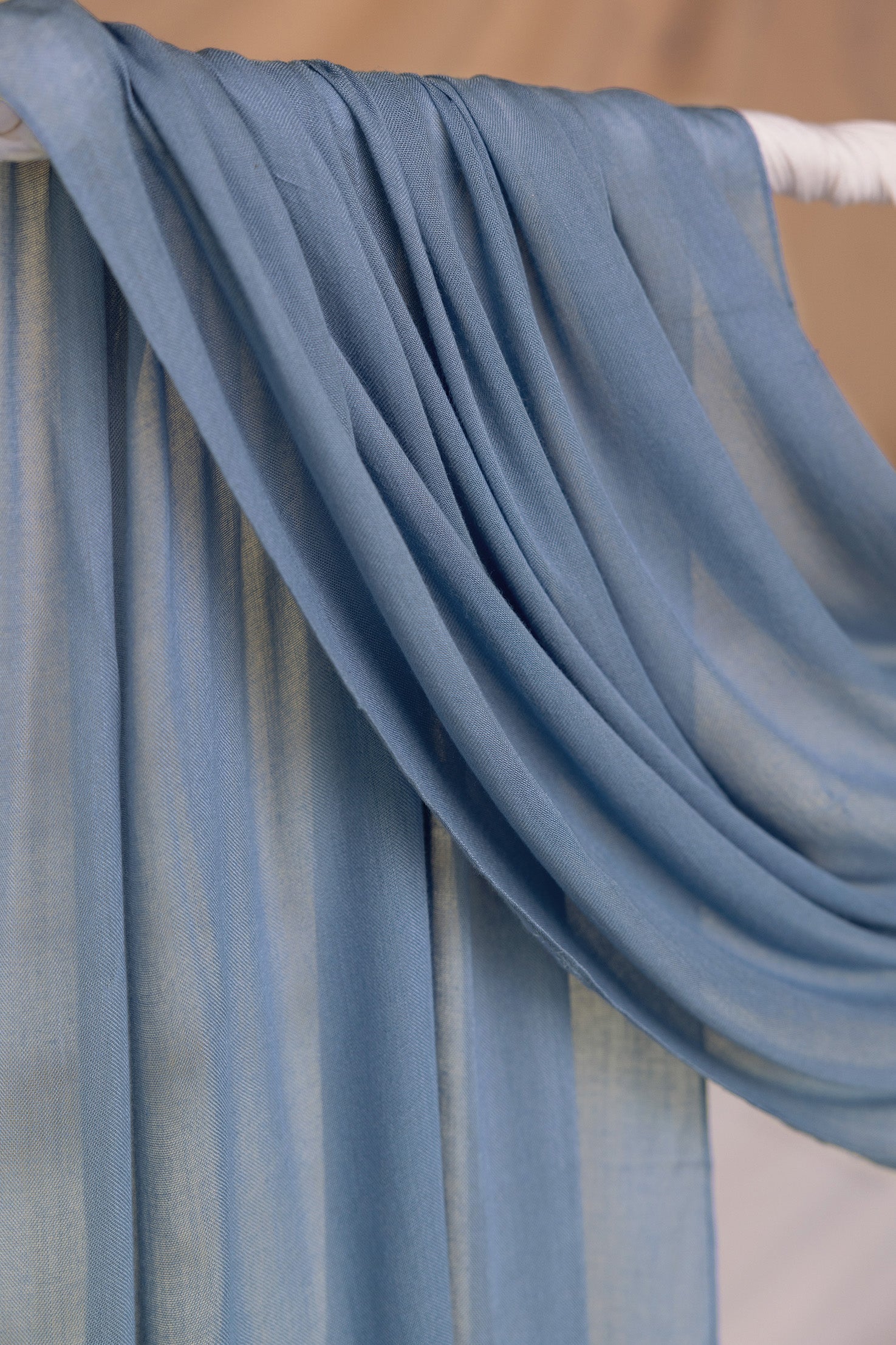 Close up product shot of Serenity Blue hijab.
