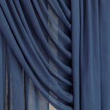 Close-up of blue hijab fabric with draped layers