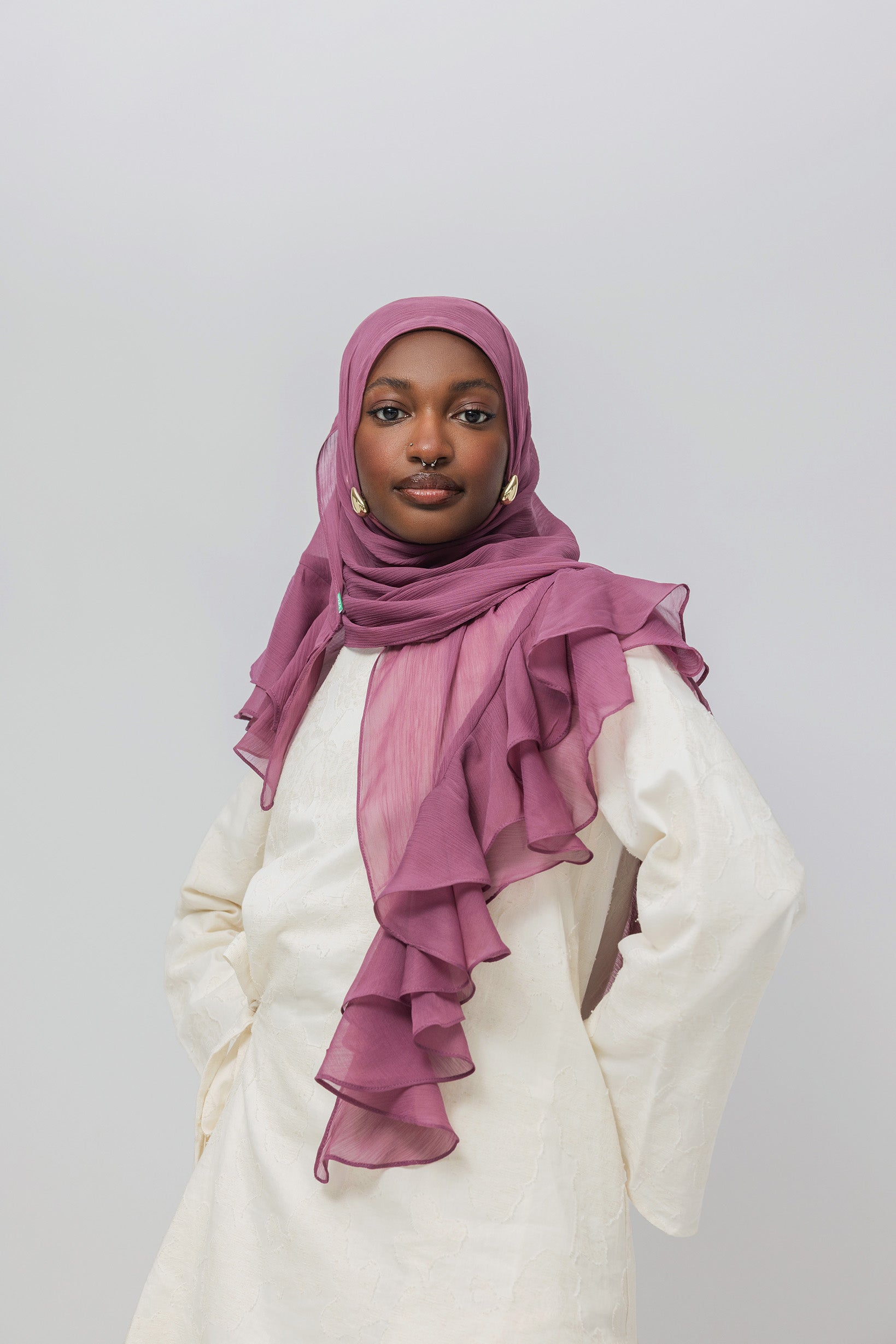 Peony Pink Cascading Ruffle Chiffon Hijab