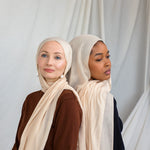 VELA’s Sand hijab blends a sun-kissed beige hue with the luxurious drape of signature modal