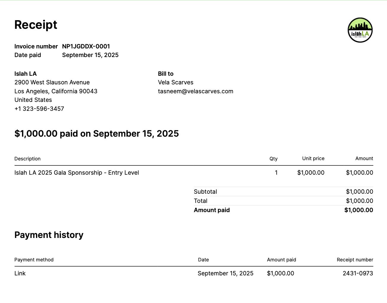 Solidarity Receipt Image