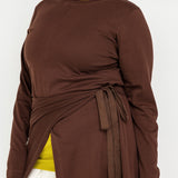 Modest long-sleeve top with a modern high-low cut and relaxed, airy shape